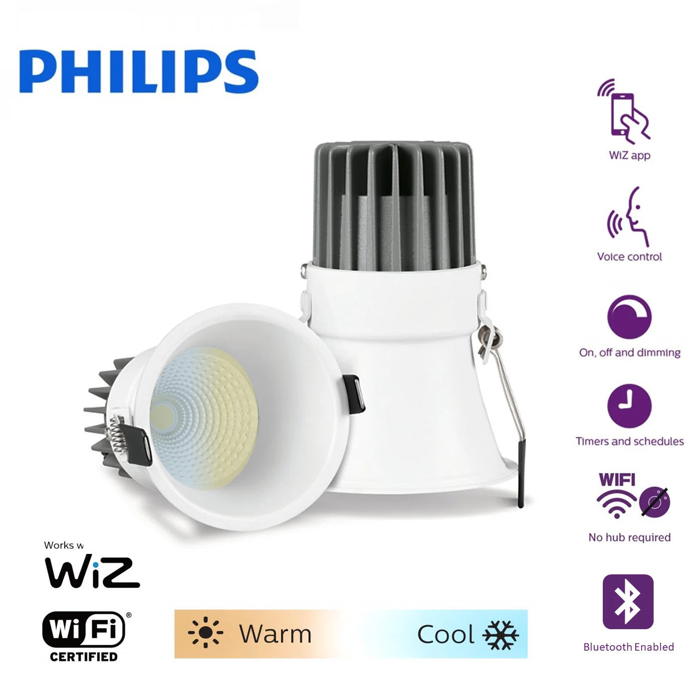 Philips Wiz 15W Smart COB Thin Trim White Ambiance