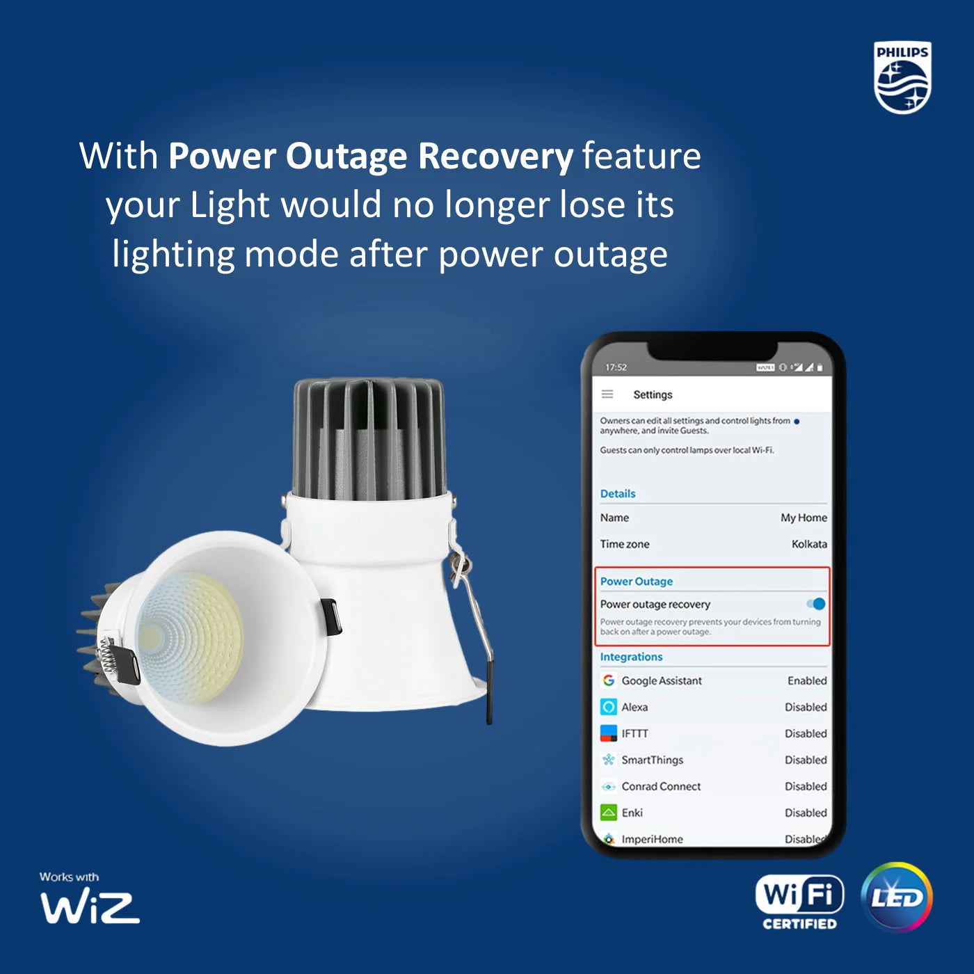 Philips Wiz 15W Smart COB Thin Trim White Ambiance